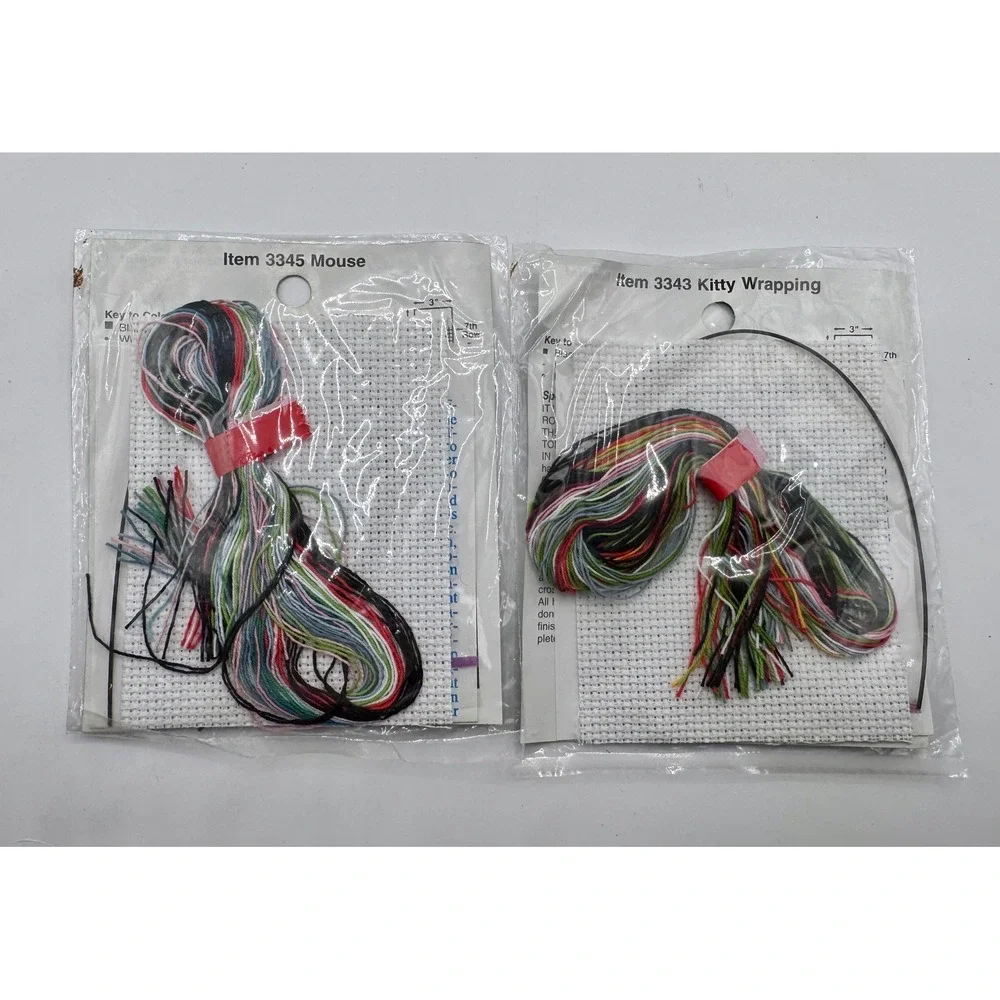 NeedleMagic Stitch N Hang Cross Stitch Ornament Kit 2pk Mouse Kitty 3345 3343